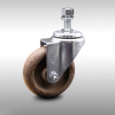 Service Caster 4 Inch SS High Temp Glass Filled Nylon Wheel Swivel 1/2 Inch Threaded Stem Caster SCC-SSTS20S414-GFNSHT-121315